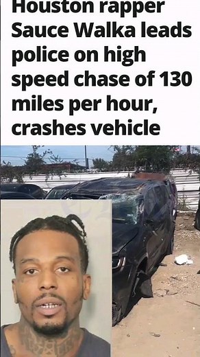 HTOWN RAPPER SAUCE WALKA HIGH SPEED CHASE AFTERMATH😳SHOWS OFF HIS CRASHED JEEP TRACKHAWK #saucewalka