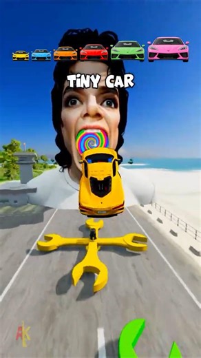 🌟Tiny Car vs Michael Jackson Portal… and Turns ULTRA HUGE! 🌟 #shorts #beamngdrive