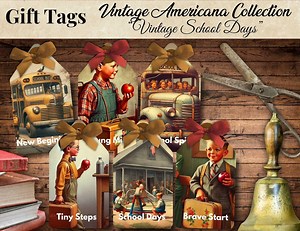 Vintage Americana Gift Tags: Vintage School Days (digital Download) - Etsy