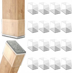 16 PCS Rectangular Silicone Chair Leg Protectors for Hardwood Floors, Clear Furniture Leg Caps with Felt Pads, Protect Wood or Tile Floors, Reduce Noise, Easy to Move (1" x 3")