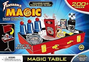 Fantasma Magic Wooden Table and Carry Case – Over 200 Magic Tricks for Kids, Black