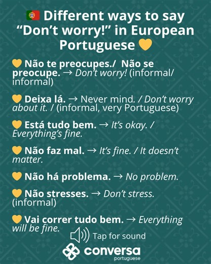 54K views · 757 reactions | Learning Portuguese? Don’t stress — we’ve got you covered!  Follow us and visit conversaportuguese.com  | Conversa Portuguese | Facebook