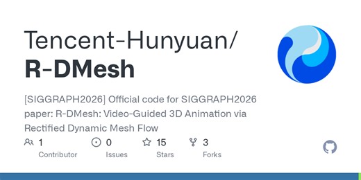 GitHub - Tencent-Hunyuan/R-DMesh: [SIGGRAPH2026] Official code for SIGGRAPH2026 paper: R-DMesh: Video-Guided 3D Animation via Rectified Dynamic Mesh Flow