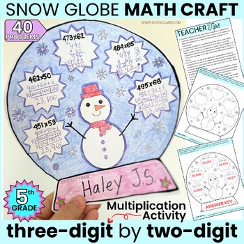 5th Grade Winter Snowman Snowglobe Math Craft January Multiplication Activities