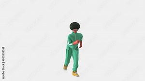 3D rendering of a fun dancing character on a white background.