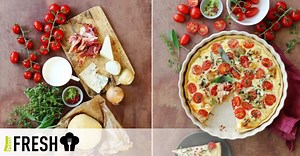 Slaný sýrový quiche s rajčátky a voňavými bylinkami