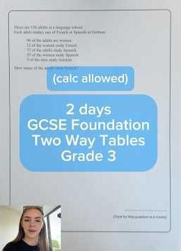 2 days to go - GCSE Foundation Maths - Two Way Tables - Grade 3 #gcse #maths #revision