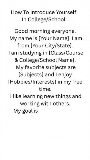 How To Introduce Yourself In College/School || Self Introduction in English | Engish Writing