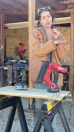 Took a second to explain why I switched nailers during my latest project in my new YouTube episode 🛠 Thought maybe a #tooltip could help beginners feel a little less intimidated by nailers 🫶🏼. #carpenter #solo #diy @milwaukeetool