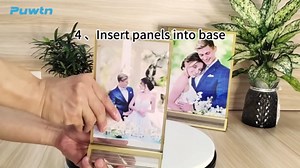 Acrylic Sign Holder 4x6 - 8 Pack Gold Picture Frame Double-Sided Table Sign Holder Vertical Display Stand Plastic Paper Holder -Vendor Booth Display Items Suitable for Wedding Office Store Party