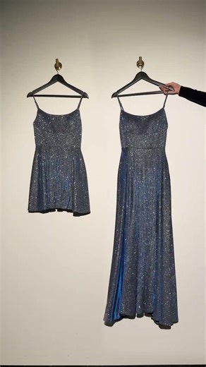 Mini vs Maxi Prom Dress ✨ Amoris Style T213 Glitter Gowns in Navy & Gold