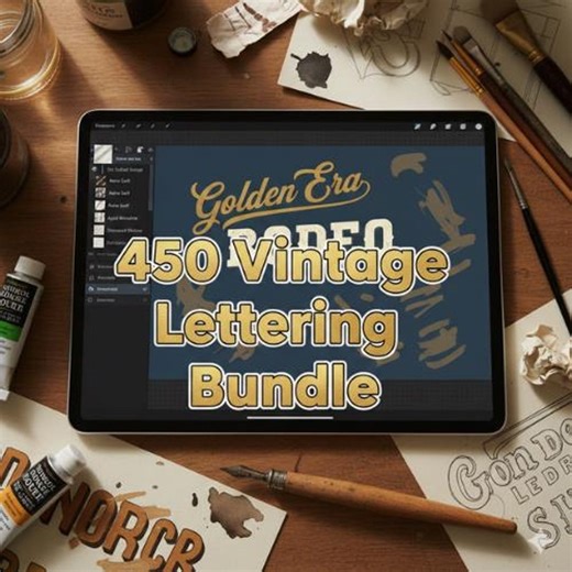 450 Vintage Lettering Bundle | Retro Font Pack | Handcrafted Typography | Vintage Logo, Label & Poster Design Set - Etsy