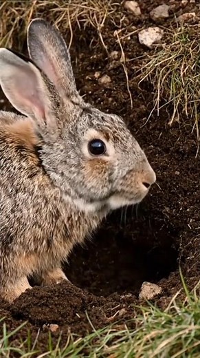 Wild rabbits are making burrows in the ground to give birth #wildlife #rabbit #animals