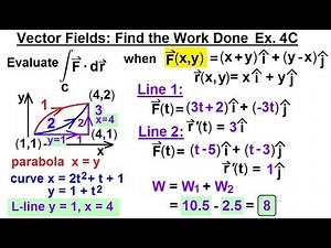 Calculus 3: Line Integrals (24 of 44) Vector Field: Find the Work Done: Ex. 4C