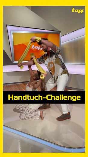 Die Handtuch-Challenge geht auf Social Media mal wieder viral. 🤳 Annemarie und Thore haben die Herausforderung angenommen...und gemeistert?🤔 #reel #challenge #taff #towelchallenge #studio #funny #handtuch #handtuchchallenge | taff