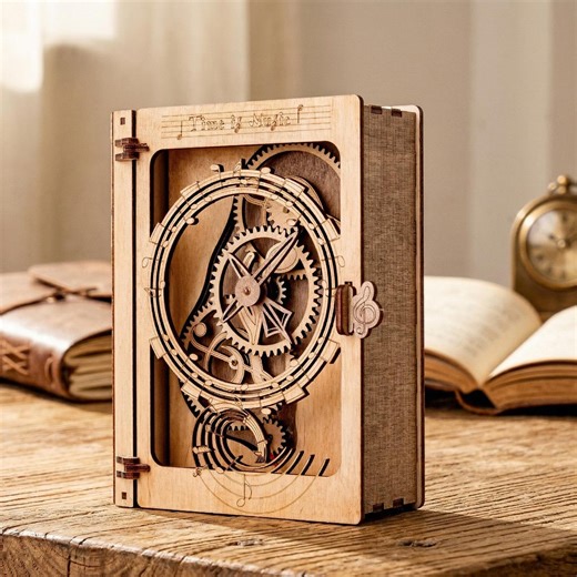 Harmony Book DIY Wooden Clock Kit | 3D Plywood Puzzle Music Box Style | Functional Quartz Clock Model | Personalized Laser Cut Gift for Him - Etsy New Zealand