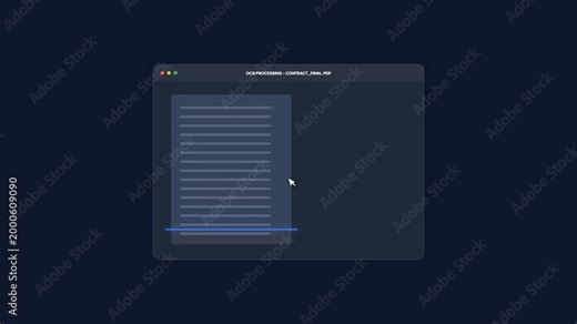 Legal contract document scanner UI showing automated clause recognition and signature verification processing