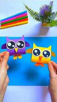 Easy DIY Cute Paper Owls Craft for Kids | No Glue Needed Tutorial!#shorts#diy#youtubeshorts