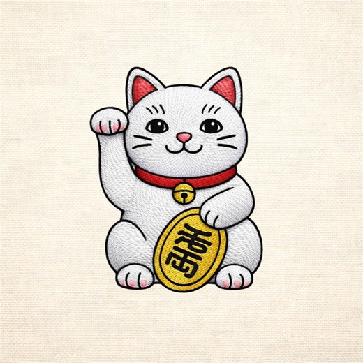 Maneki Neko Embroidery Design | Lucky Cat Japanese Machine File - Etsy