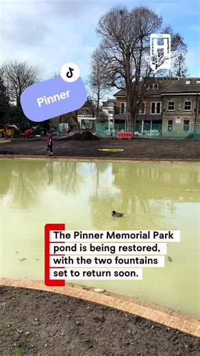 Work is continuing on the pond at Pinner Memorial Park as part of ongoing efforts to restore and improve the popular green space 🌳