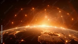 Global Digital Communication Network: The Backbone of Internet Commerce and Telecommunications Across the Globe. Concept Digital Communication Network, Internet Commerce, Global Telecommunications