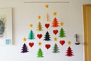 Handmade Christmas Mobile: Lokta Paper Garland, Festive Decoration - Etsy UK