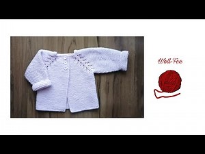 Baby jacket knitted in top-down pattern, size 62/68, step-by-step instructions, see description f...