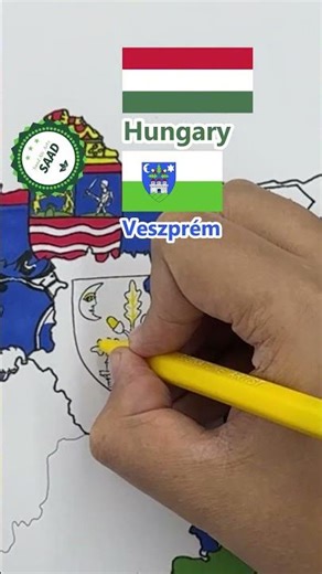 Veszprém county flag map drawing 🇭🇺 | Veszprém megye zászló térképrajza