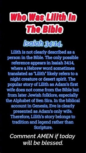 Who Was Lilith in the Bible? Truth Explained | #lilithbible #bible #bibleverse #bibleshorts #yt