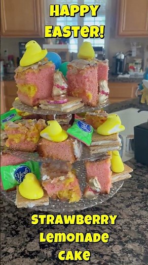 Strawberry Lemonade Cake for Easter! #shorts #cake #strawberry #easter #recipe