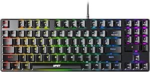 NPET K81 TKL Mechanical Gaming Keyboard: Red Mechanical Switches, 100% Anti-Ghosting, RGB Lighting for PC Gamer Computer (89 Keys, Black)