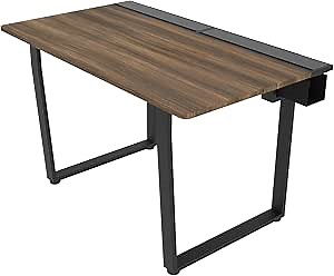 DEZCTOP Bifrost 120 Gaming PC Computer Desk with Stylish Large Workstation for Gamers or Home Office with Built in Cable Management, Stainless Steel Frame (Walnut, 47x28 Inches)