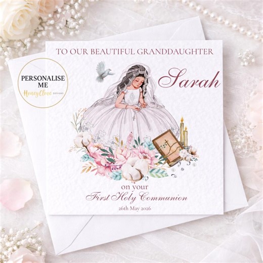 First Holy Communion Card Communion Card First Communion Card Personalised Communion Card Daughter Goddaughter Granddaughter Communion Day - Etsy
