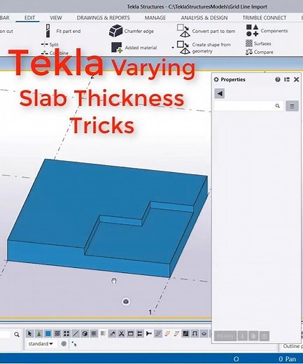 How to Create Varied Slab Thickness in Tekla Structure