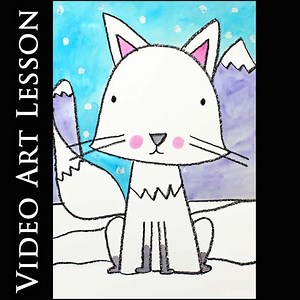 ARCTIC FOX Video Art Lesson | EASY WINTER Directed Drawing & Painting Project