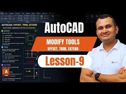AutoCAD Offset Trim Extend Tutorial | Most Important Commands | Lesson-9 Hindi