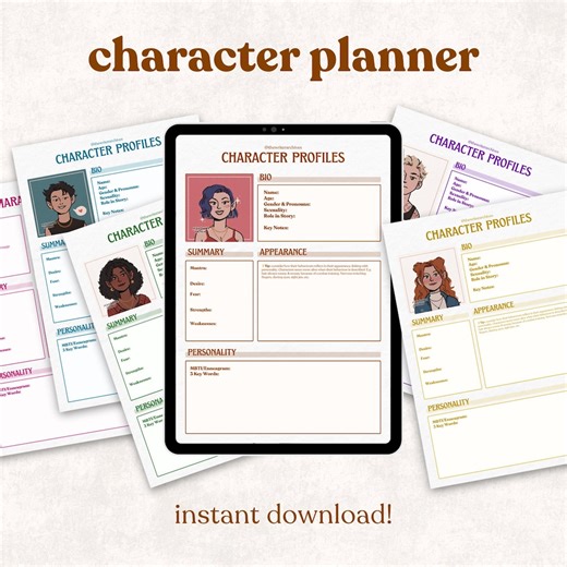 Character Development Template: Book Character Profile Digital Worksheet for Writers & Authors - Etsy UK