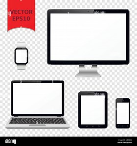 Computer monitor, laptop, tablet pc, mobile phone and smart watch isolated on transparent background. Vector illustration Stock Vector Image & Art - Alamy