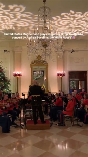 United States Marine Band plays as guests arrive to attend a concert by Andrea Bocelli🇺🇸