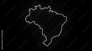 Map of Brazil, Brazil outline, Animated close up map of Brazil Stock Video