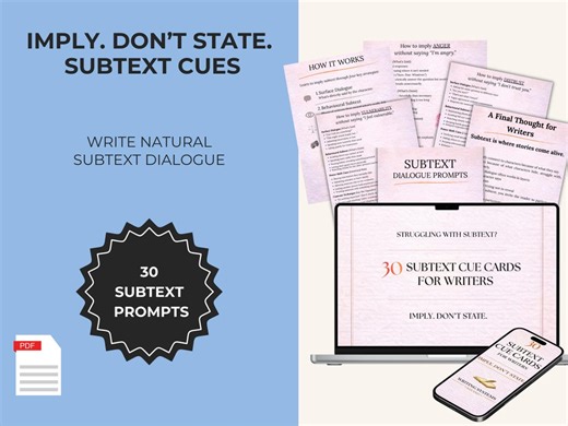 Subtext Dialogue Prompts for Writers | 30 Cue Cards for Show Don’t Tell Emotion - Etsy
