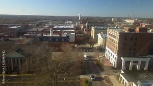 Rock Hill South Carolina Downtown Pullout Aerial in 4k