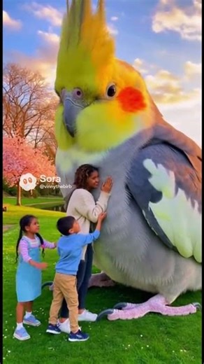Giant Cockatiel Cuddles with Kids 🐥 #viralshort #viralvideo