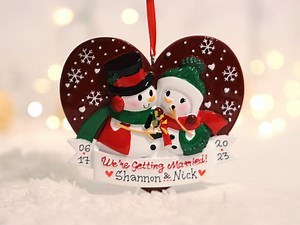 Snowman Engagement Personalized Christmas Ornament, Engagement Gift, Custom Proposal Ornament, Engaged Couple, She Said Yes - Etsy