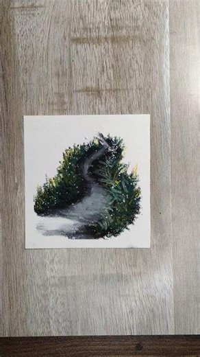 Easy pathway with grass - oil pastel drawing