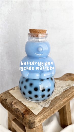 let’s make a butterfly pea lychee boba drink ☃️ #boba #snowman #lychee | Between Spoonfuls
