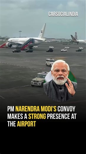 Carsocialindia on Instagram: "PM Narendra Modi’s convoy was seen moving through the airport area under high security, reflecting the scale, coordination, and precision of official movements during his visit. 🎥 Credits: DM us #PMNarendraModi #ModiConvoy #IndianPM #AirportMovement #HighSecurity #IndiaNews #OfficialVisit"