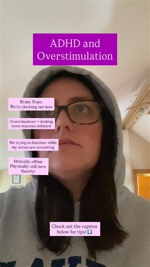 When your brain hits sensory overload, it’s not you being dramatic, it’s your nervous system waving a bright red flag. ADHD brains process sounds, lights, movement, and emotions more intensely, which means stress can pile up fast and trigger that “I’m here but not really here” shutdown. ✨ If this happens to you: • Step away or take a pause if you can • Lower sensory input (lights, noise, people) • Ground yourself with something simple—temperature, touch, or slow breathing • Give yourself grace i