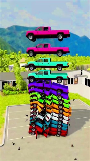 Super Mixed Rainbow Colour Cars & Buses Fall Crash BeamNG.Drive #beamng #beamngdrive #beamngshortsp