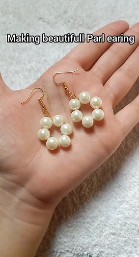 Making beautifull pearl earrings tutorial #youtubeshorts